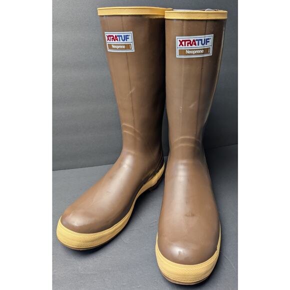 XTRATUF Legacy Waterproof Rubber Boots MENS SIZE 13M 15" Brn Fishing 22272G NWOT - Picture 1 of 7